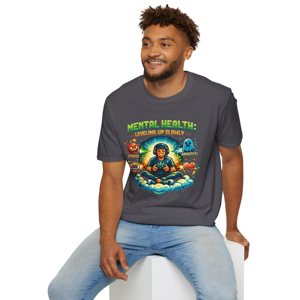 "Mental Health: Leveling Up Slowly" Retro Gamer T-Shirt