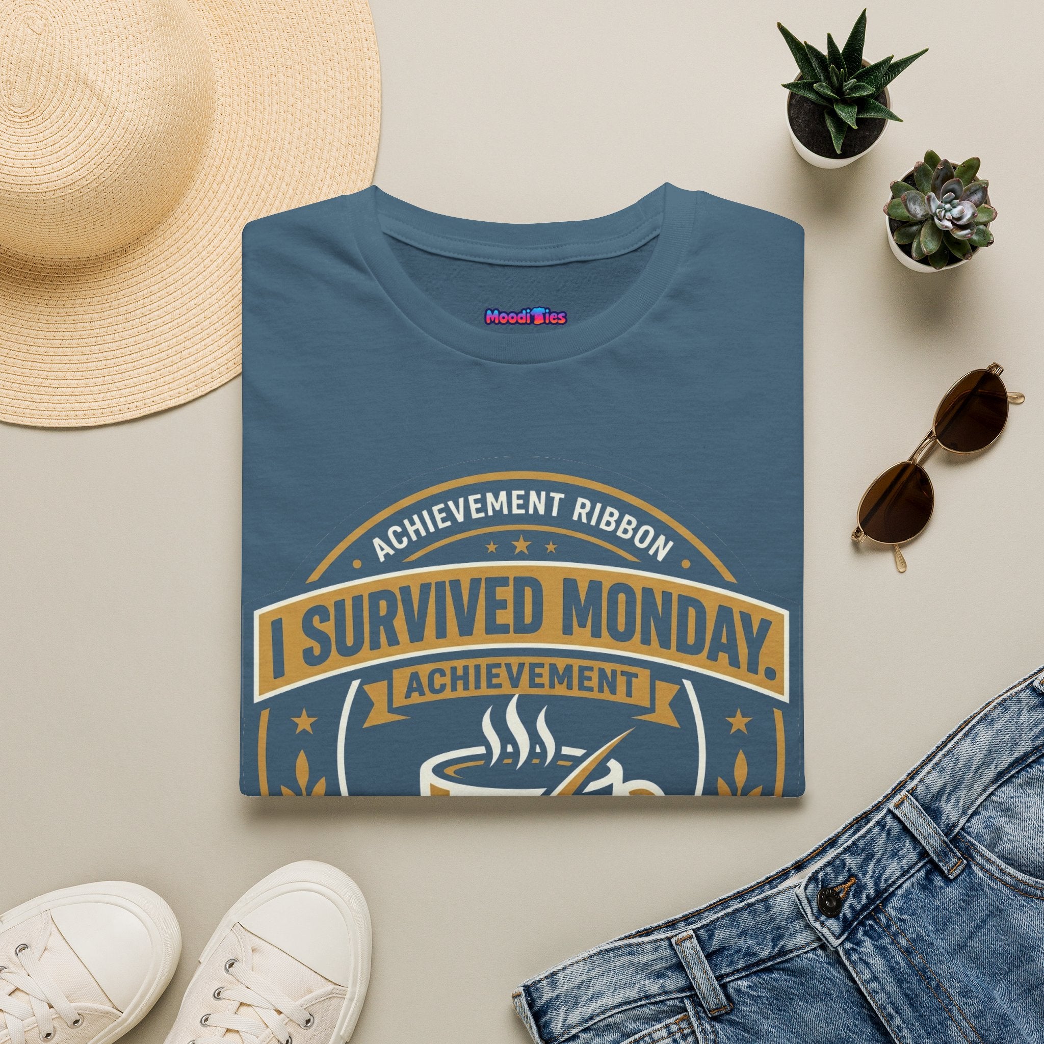 "I Survived Monday" Achievement Ribbon T-Shirt