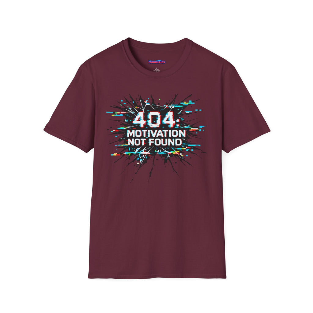 "404 Motivation Not Found" Glitch Gamer Humor T-Shirt