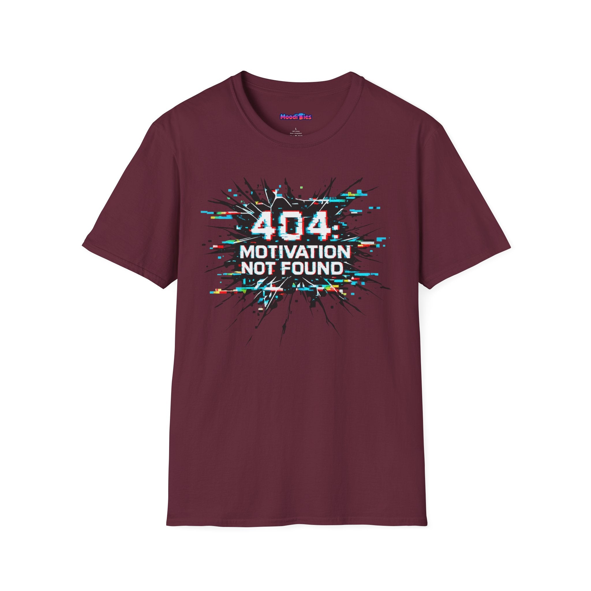 "404 Motivation Not Found" Glitch Gamer Humor T-Shirt
