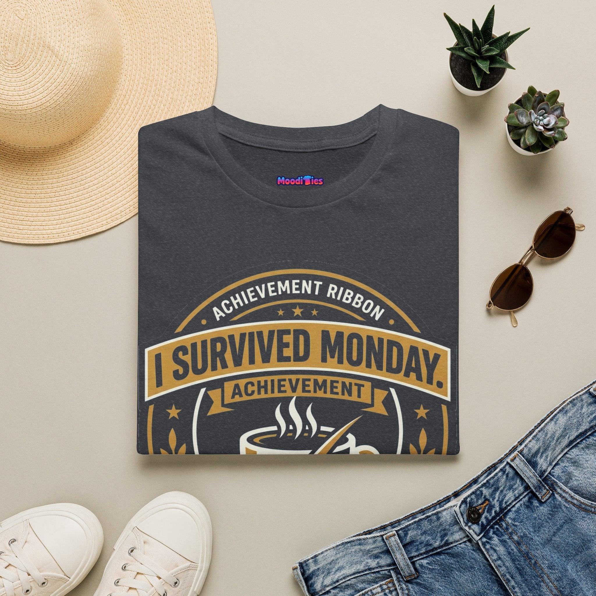 "I Survived Monday" Achievement Ribbon T-Shirt