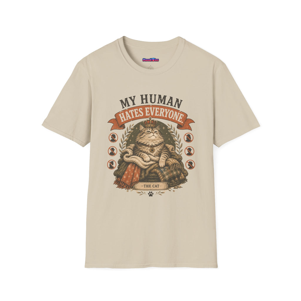 "My Human Hates Everyone." Smug Fat Cat T-Shirt