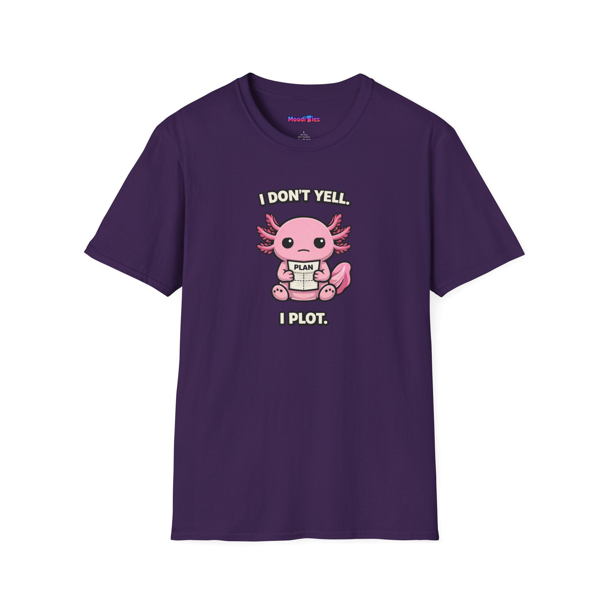 "I Don't Yell, I Plot" Cute Pink Axolotl T-Shirt