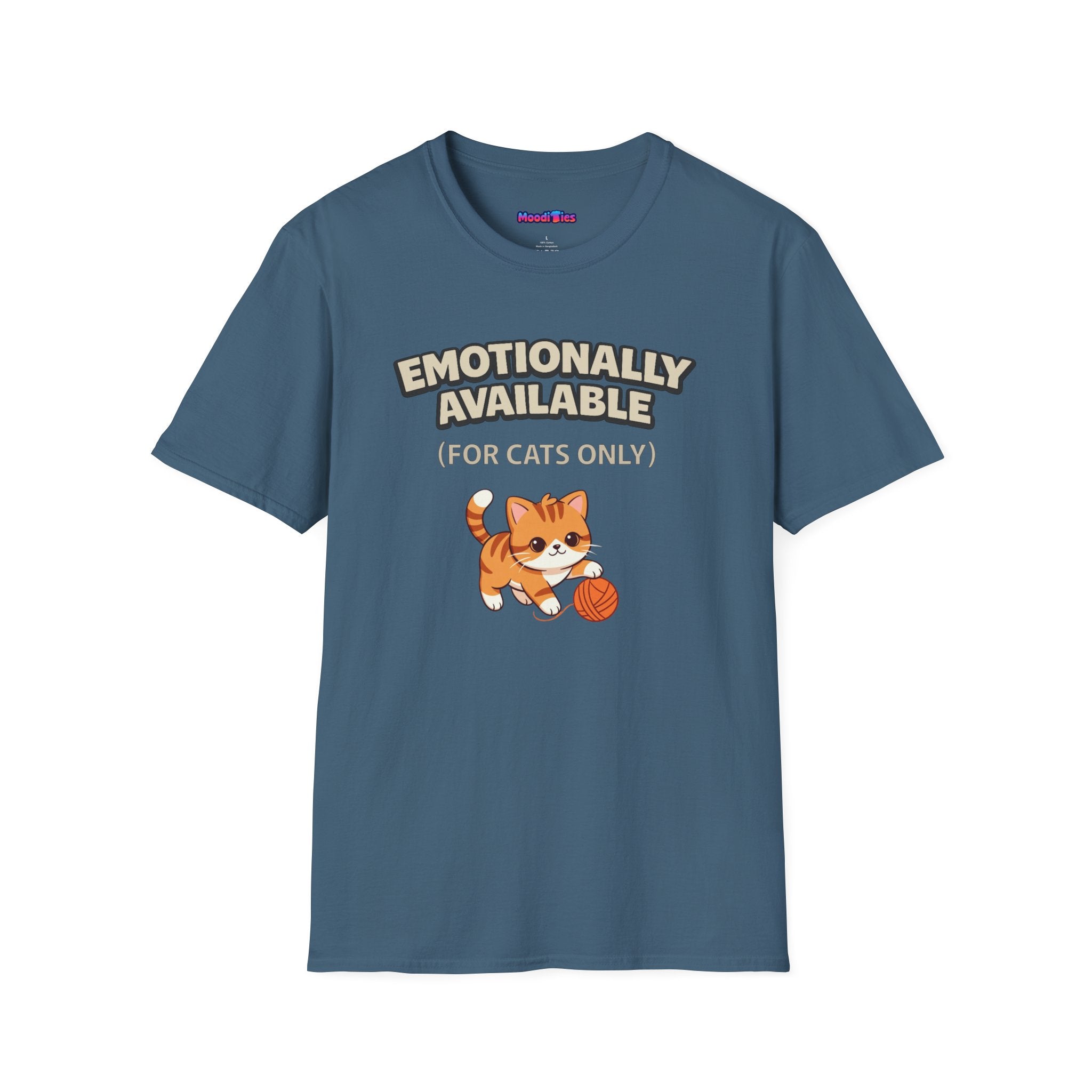 "Emotionally Available (For Cats Only)" Cat Playing with Yarn T-Shirt