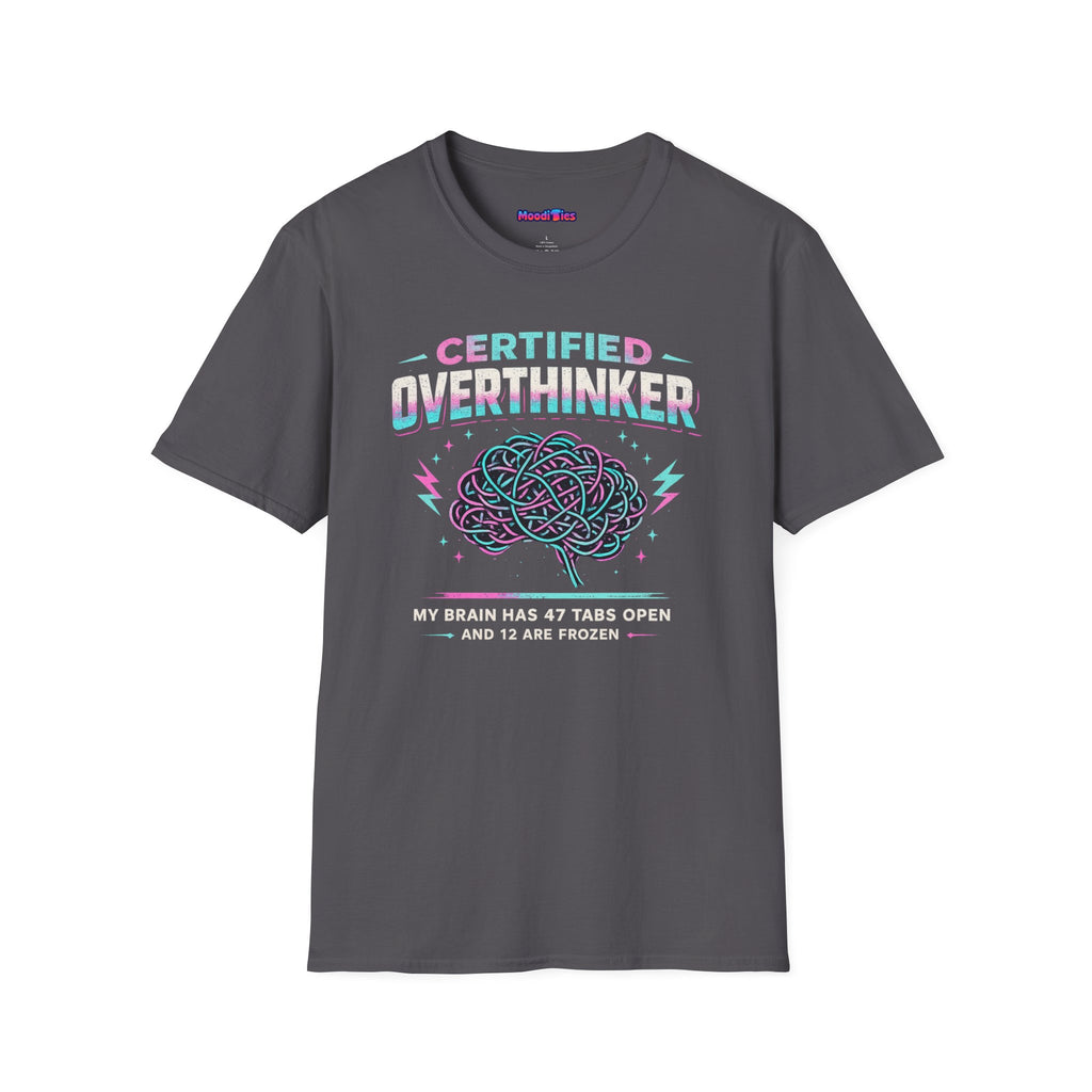 "Certified Overthinker" Retro Brain Graphic T-Shirt