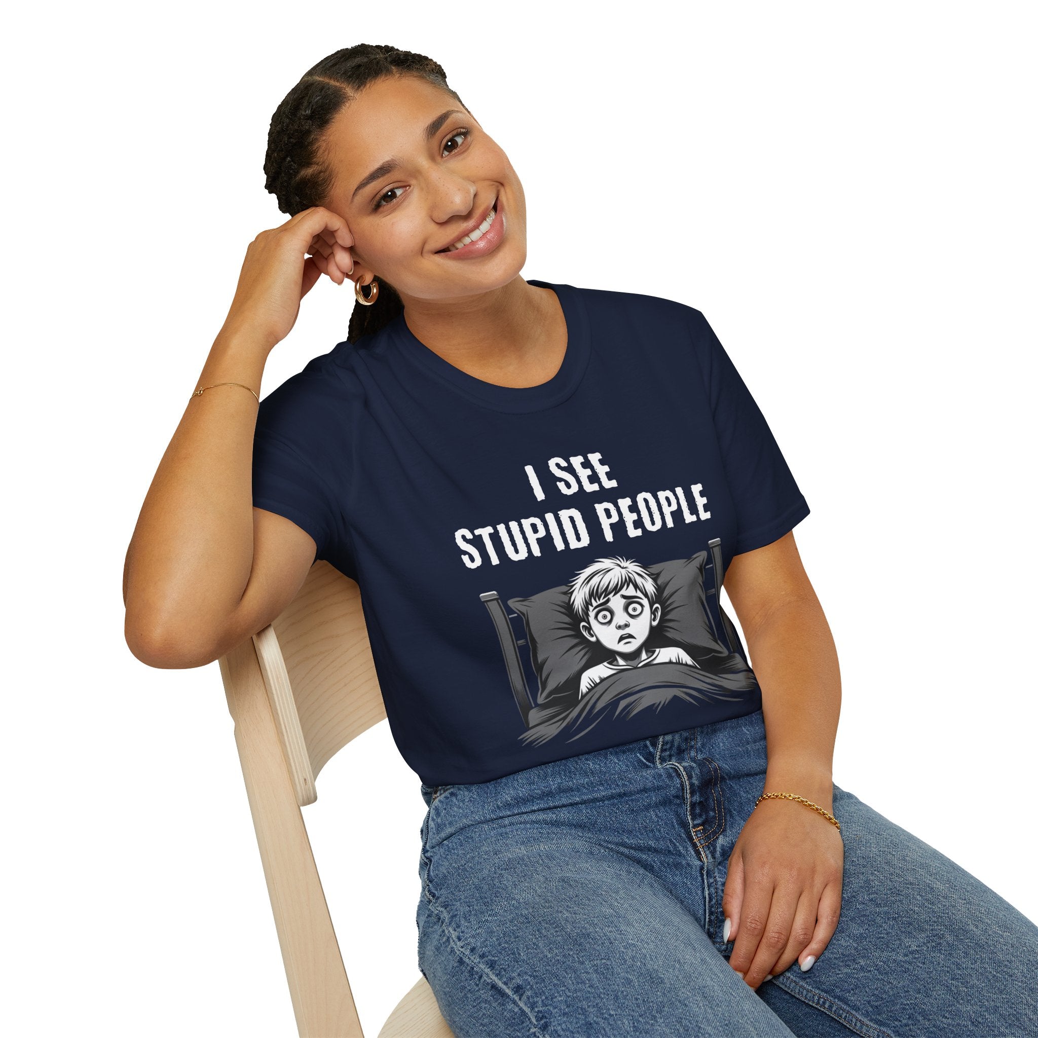 "I See Stupid People" Spooked Boy T-Shirt
