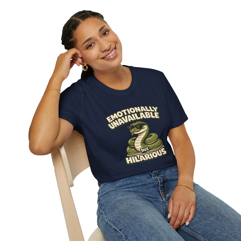 "Emotionally Unavailable But Hilarious" Snake T-Shirt