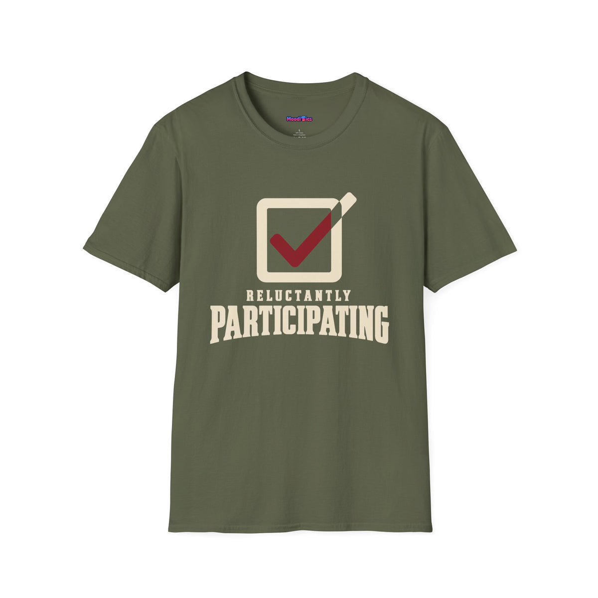“Reluctantly Participating” Escaping Check Mark T-Shirt