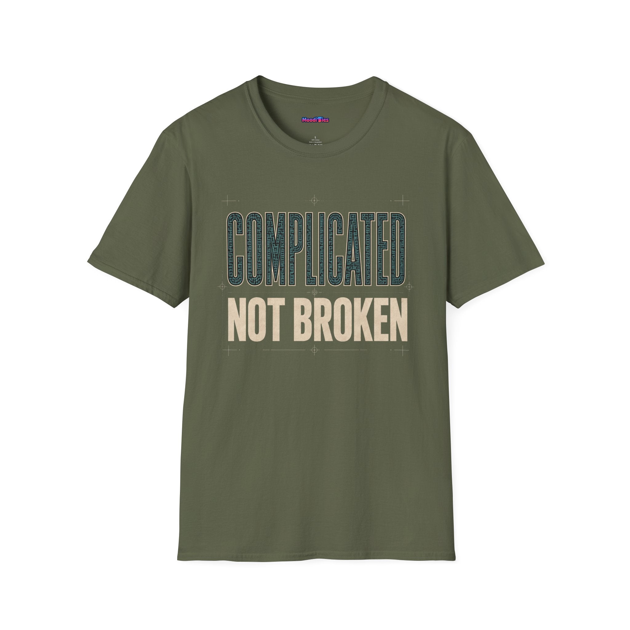 "Complicated, Not Broken" Maze Letters T‑Shirt