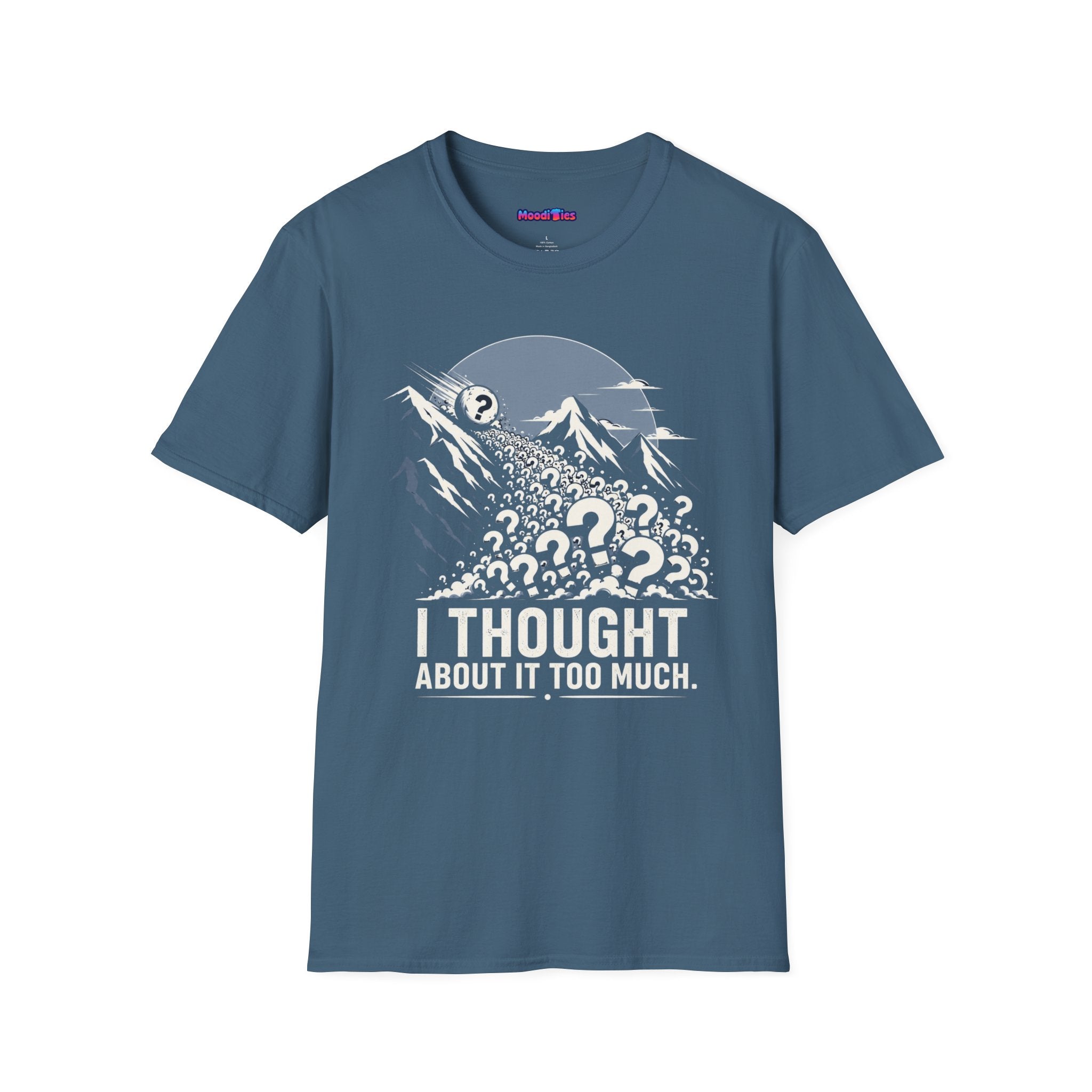 "I Thought About It Too Much" Question Mark Avalanche T-Shirt — Mountains Graphic Tee