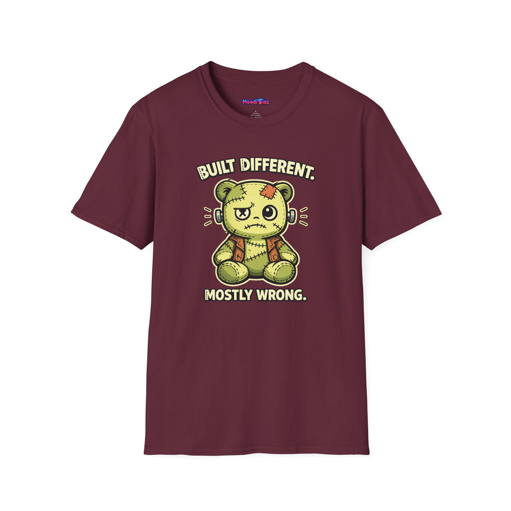 "Built Different, Mostly Wrong" Patchwork Teddy T-Shirt