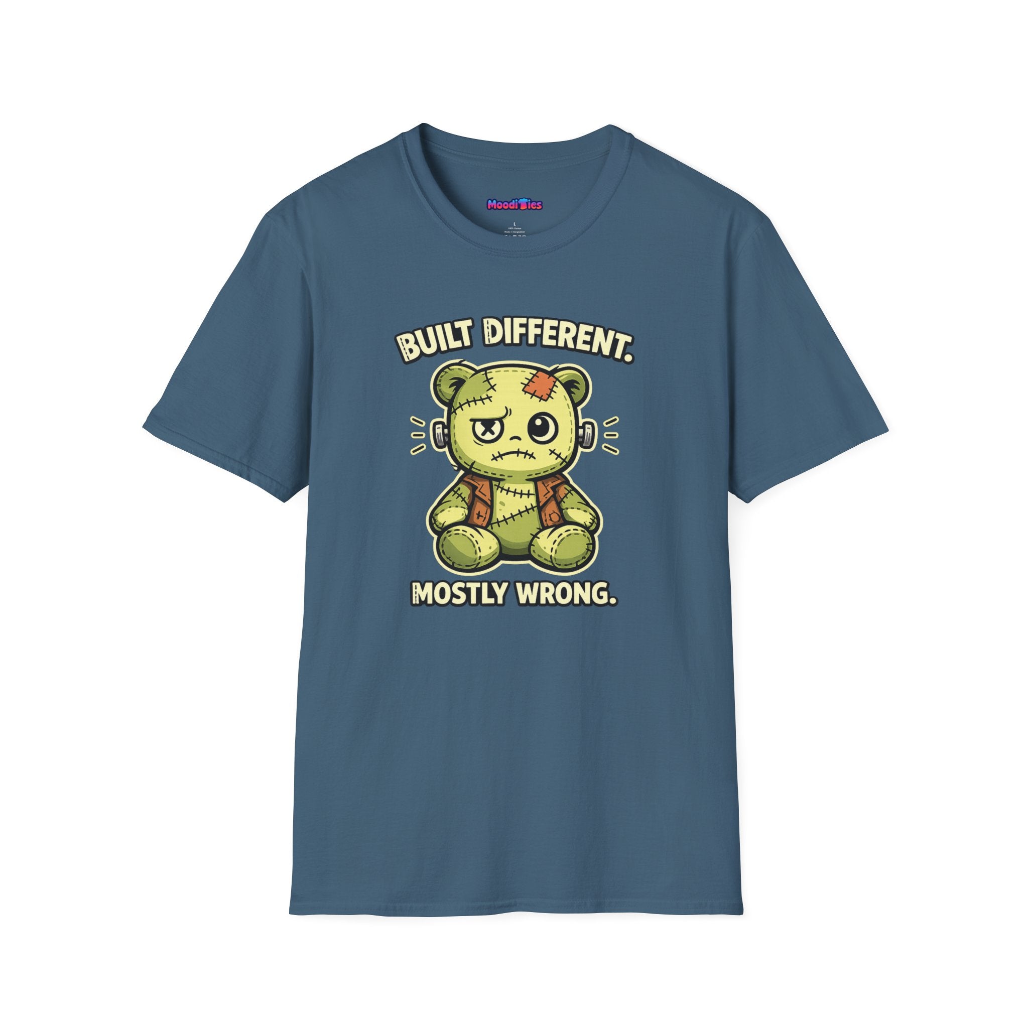 "Built Different, Mostly Wrong" Patchwork Teddy T-Shirt
