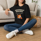 "Emotionally Available (For Cats Only)" Cat Playing with Yarn T-Shirt