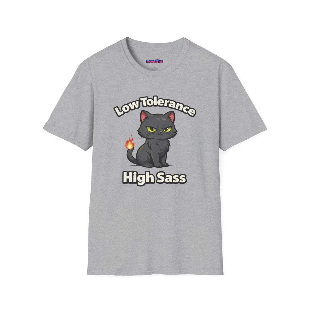 "Low Tolerance, High Sass" Black Cat T-Shirt