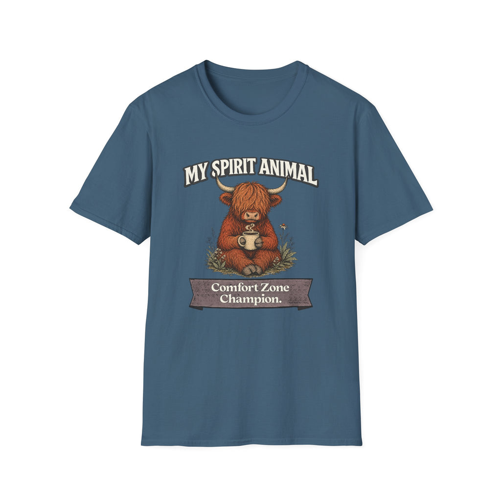 "My Spirit Animal: Highland Cow (Comfort Zone Champion)" T-Shirt