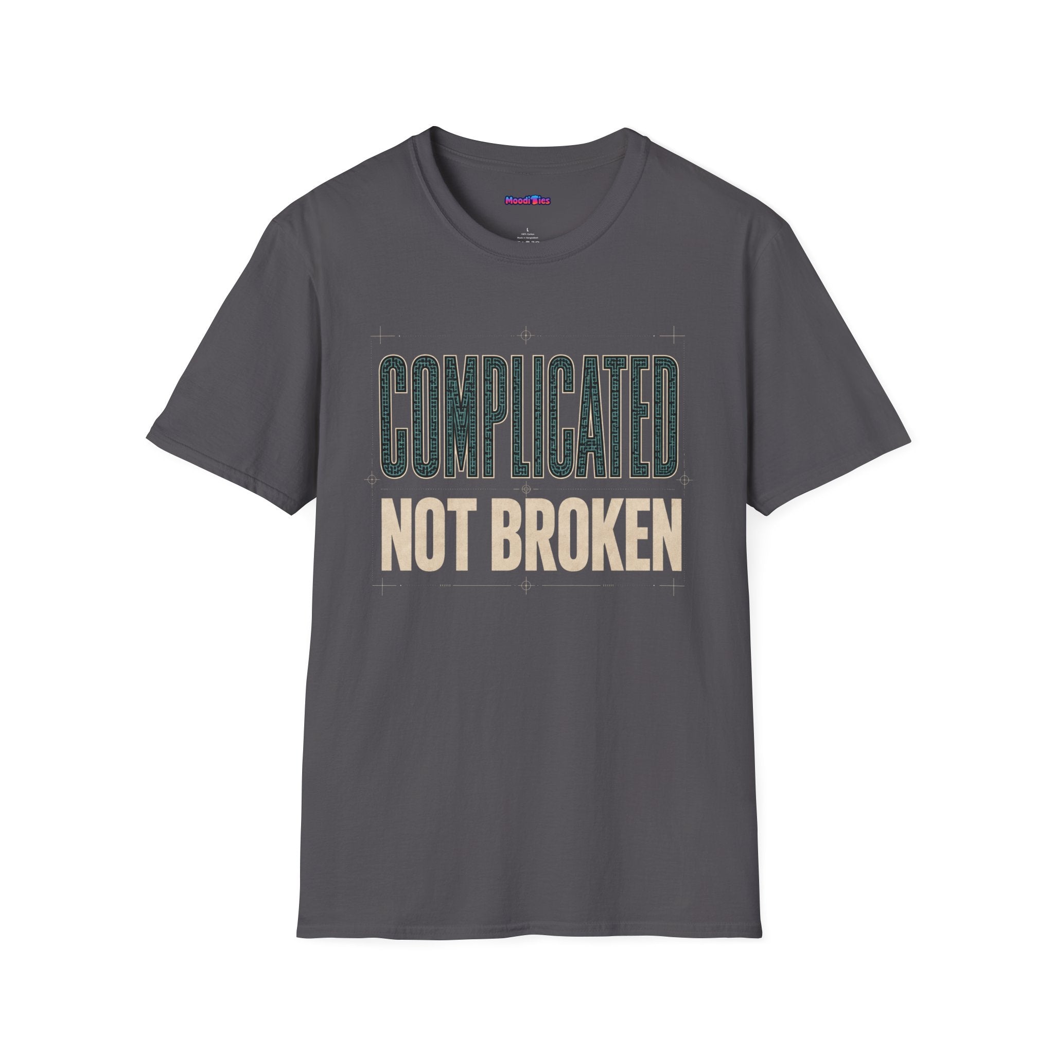 "Complicated, Not Broken" Maze Letters T‑Shirt