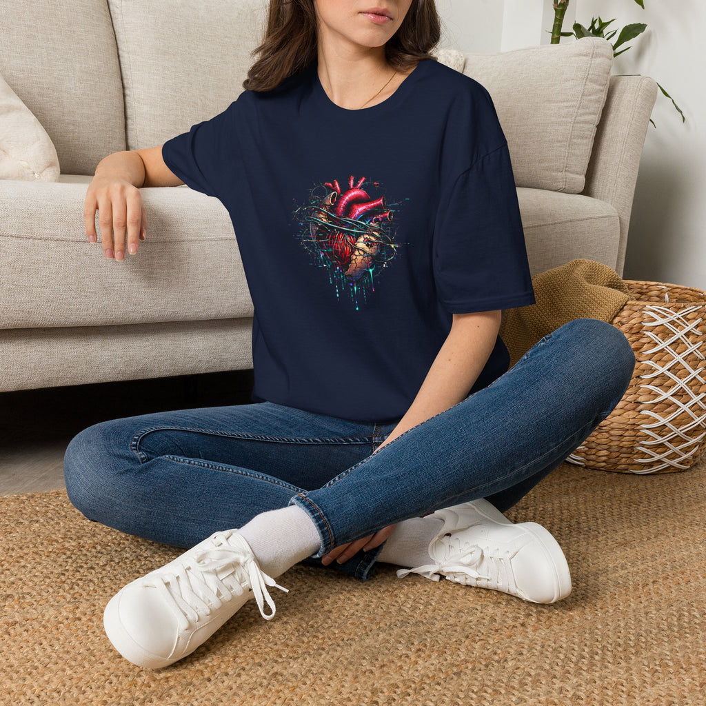 Entangled Heart T-Shirt — X-Ray Anatomical Heart Graphic Tee