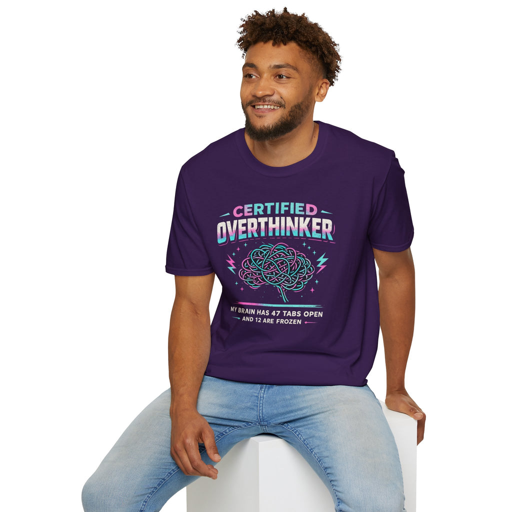 "Certified Overthinker" Retro Brain Graphic T-Shirt