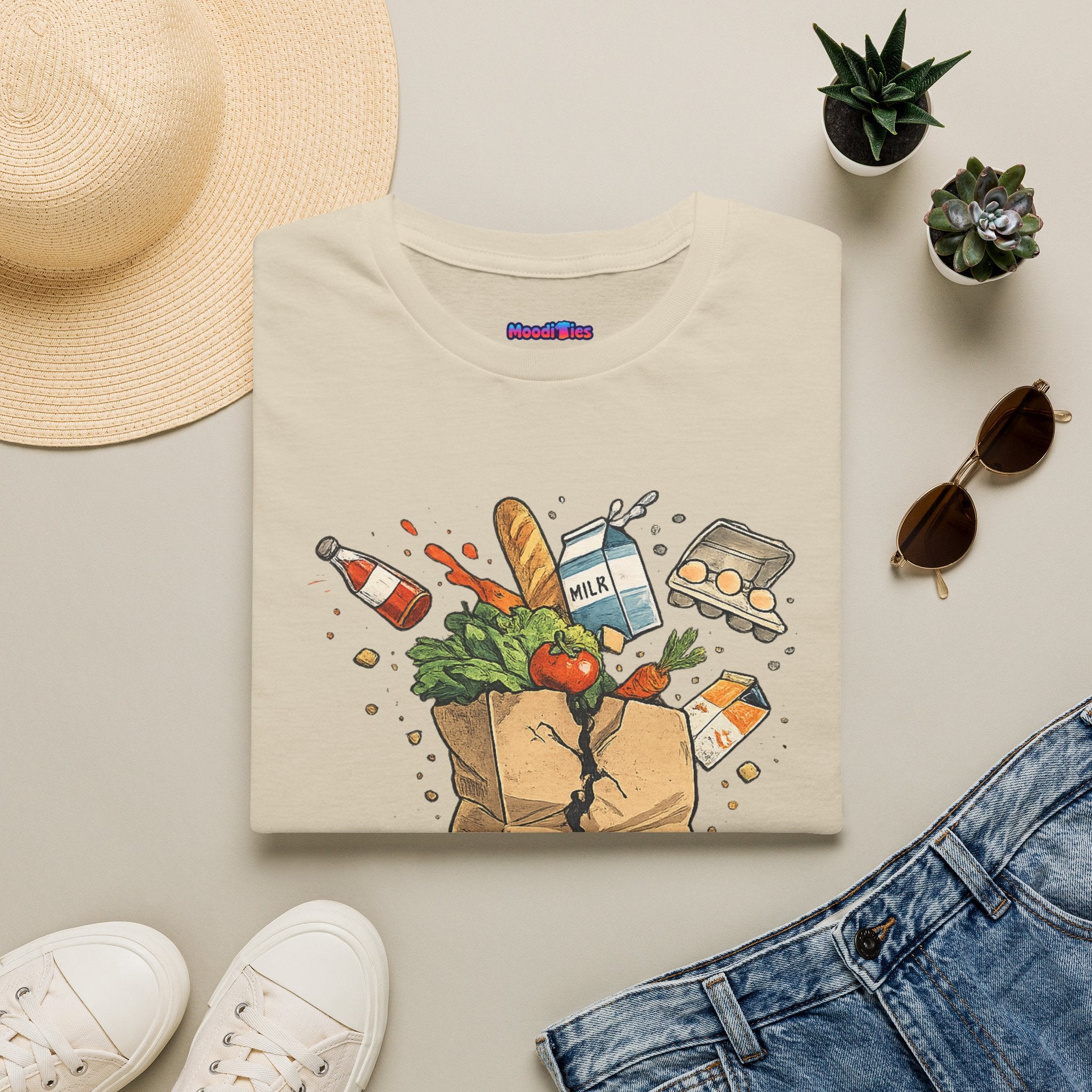 "One Mild Inconvenience Away" Exploding Grocery Bag T-Shirt