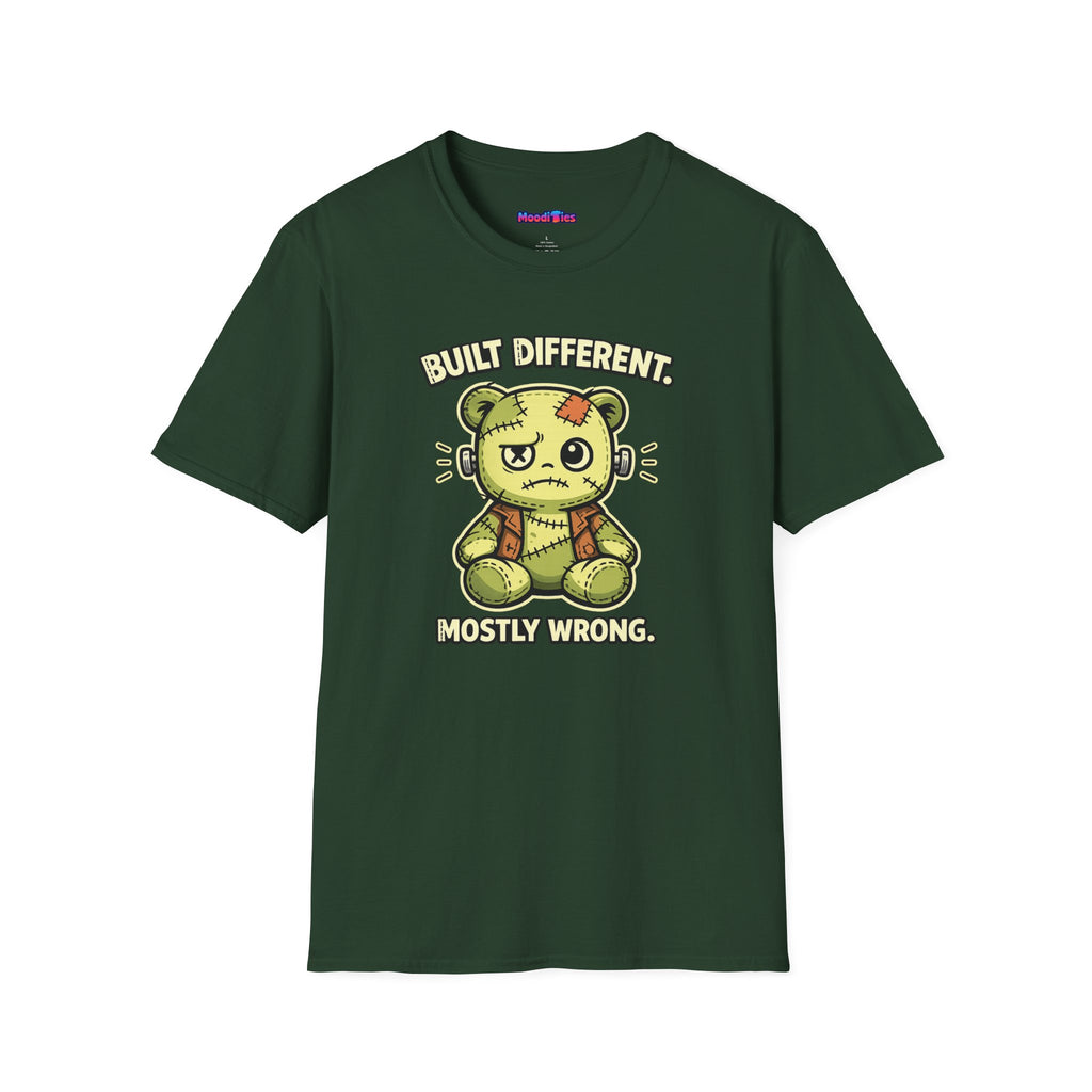 "Built Different, Mostly Wrong" Patchwork Teddy T-Shirt