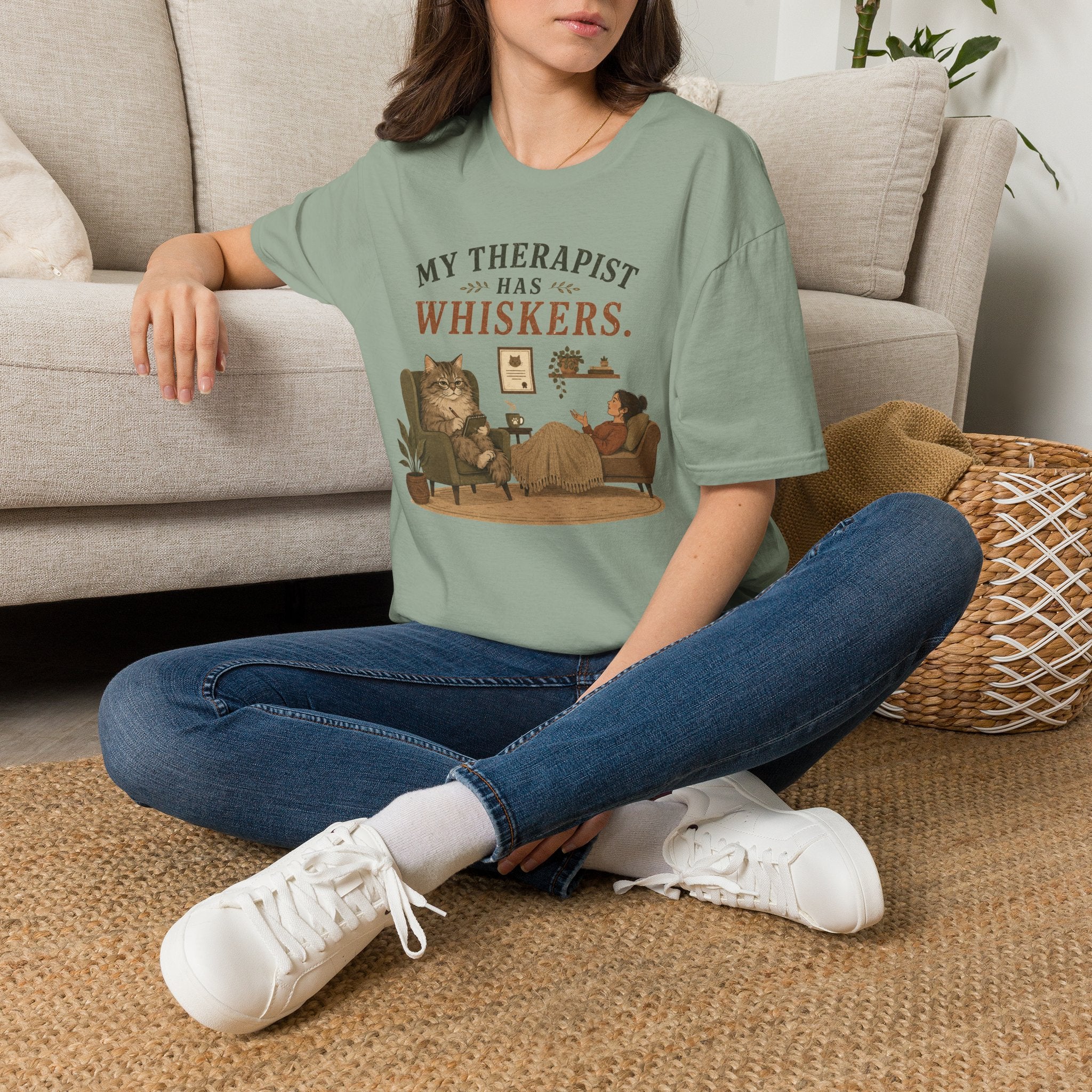 "My Therapist Has Whiskers." Therapy Cat T-Shirt