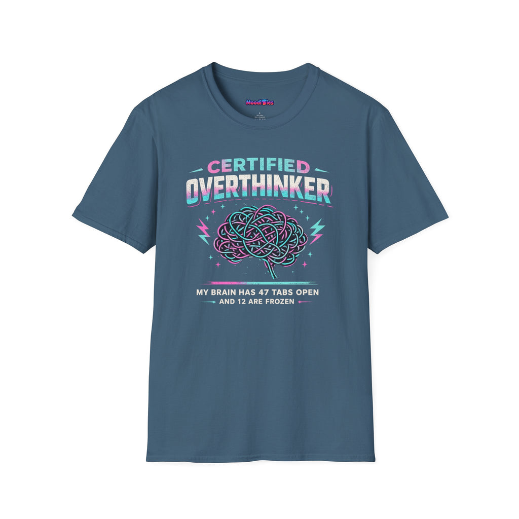 "Certified Overthinker" Retro Brain Graphic T-Shirt