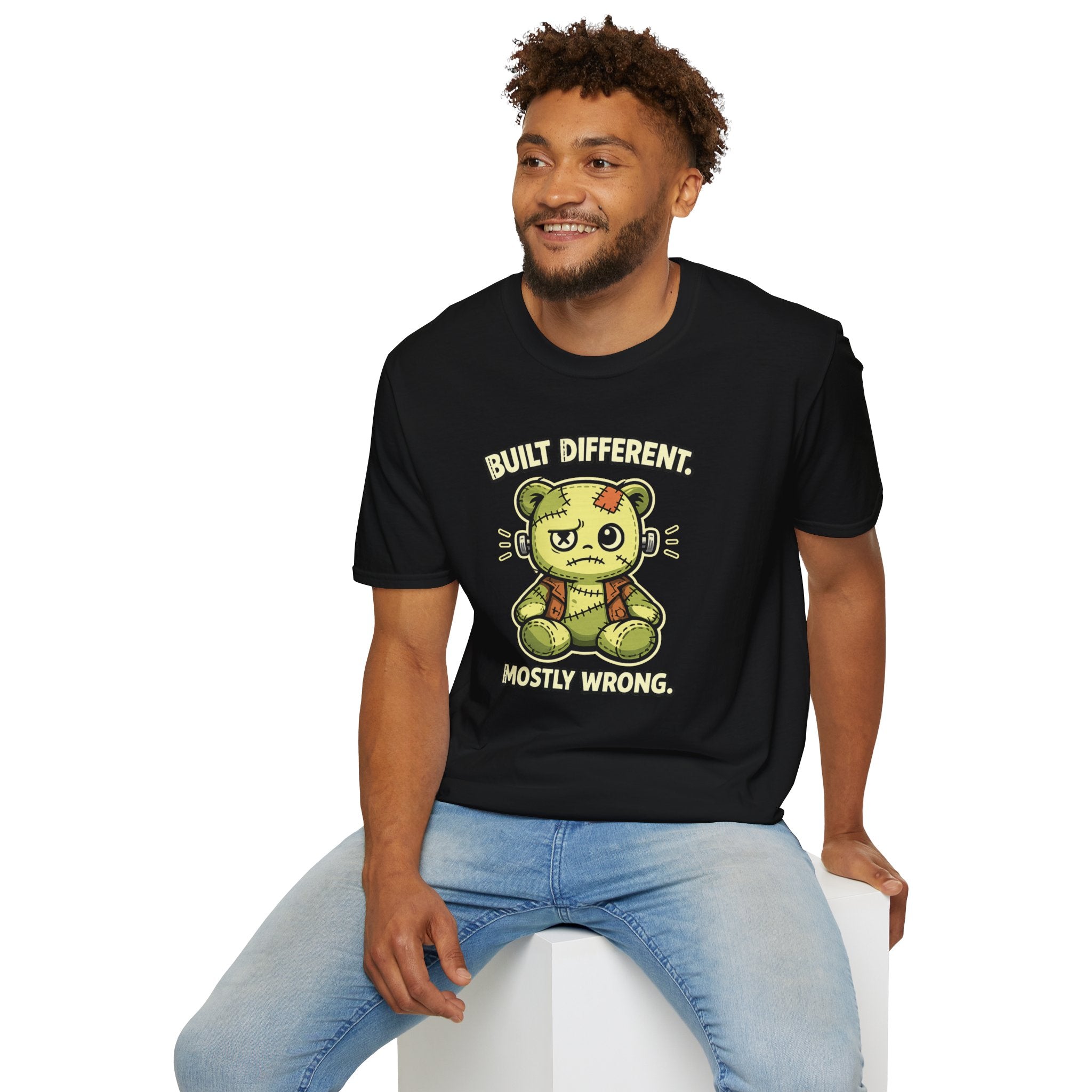 "Built Different, Mostly Wrong" Patchwork Teddy T-Shirt