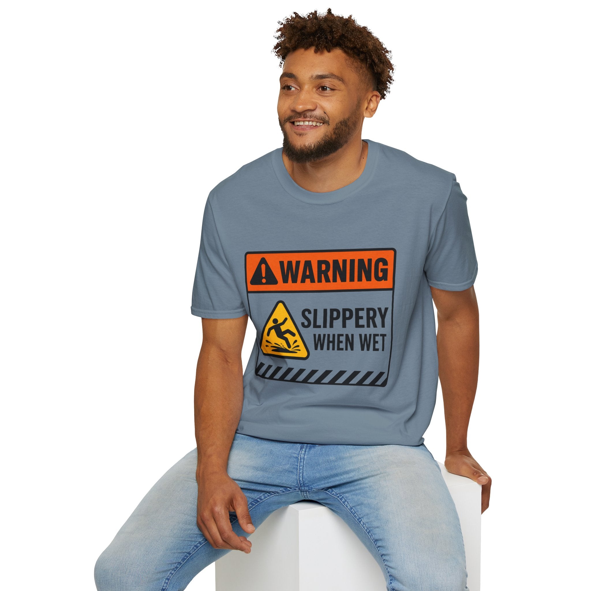 "Warning: Slippery When Wet" Warning Sign T-Shirt