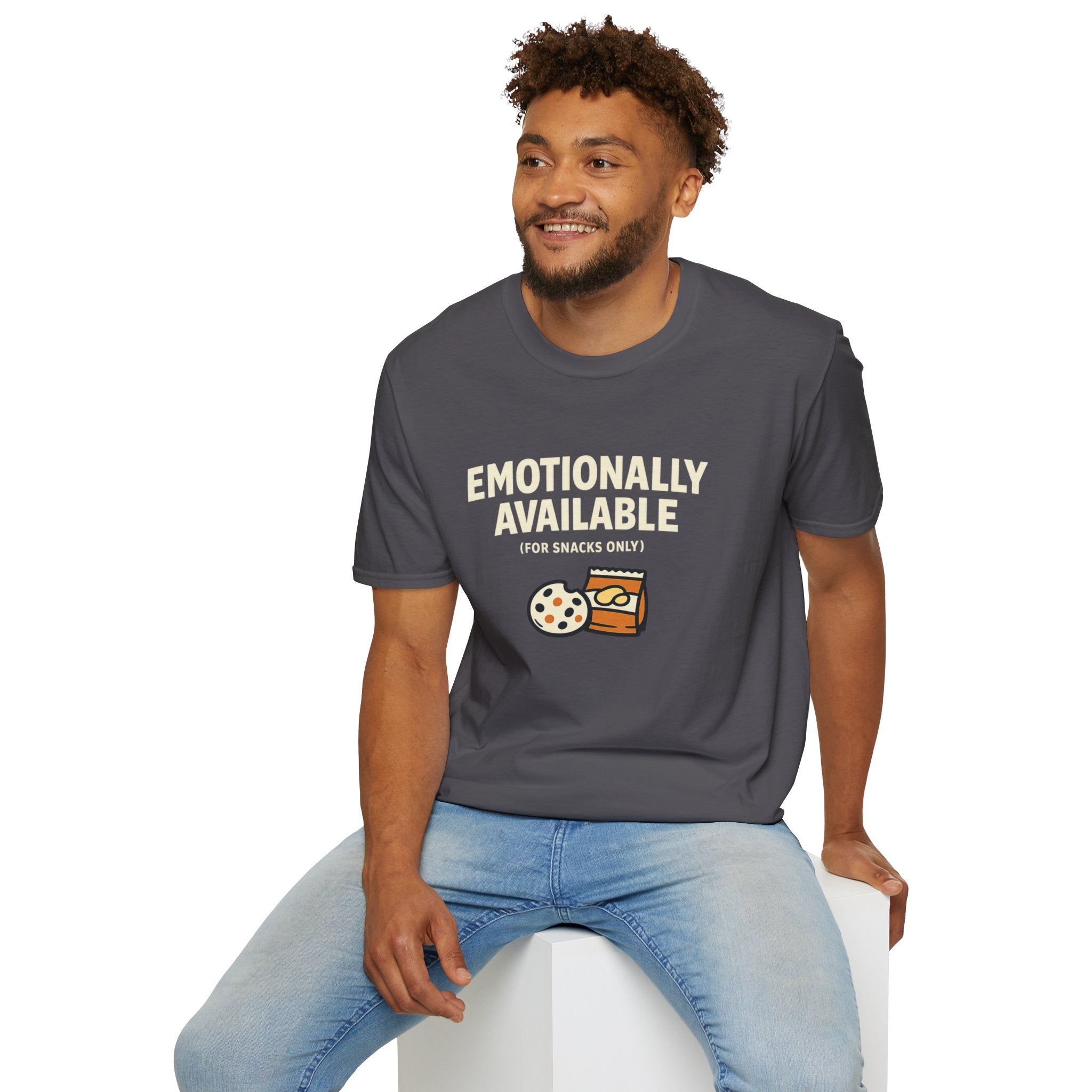 "Emotionally Available (For Snacks Only)" T-Shirt