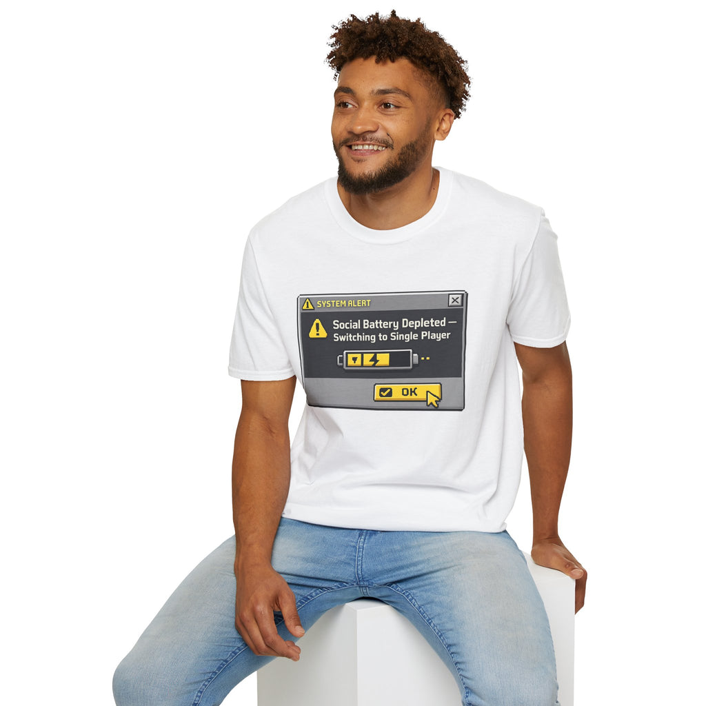 "Social Battery Depleted — Switching to Single Player." T-Shirt