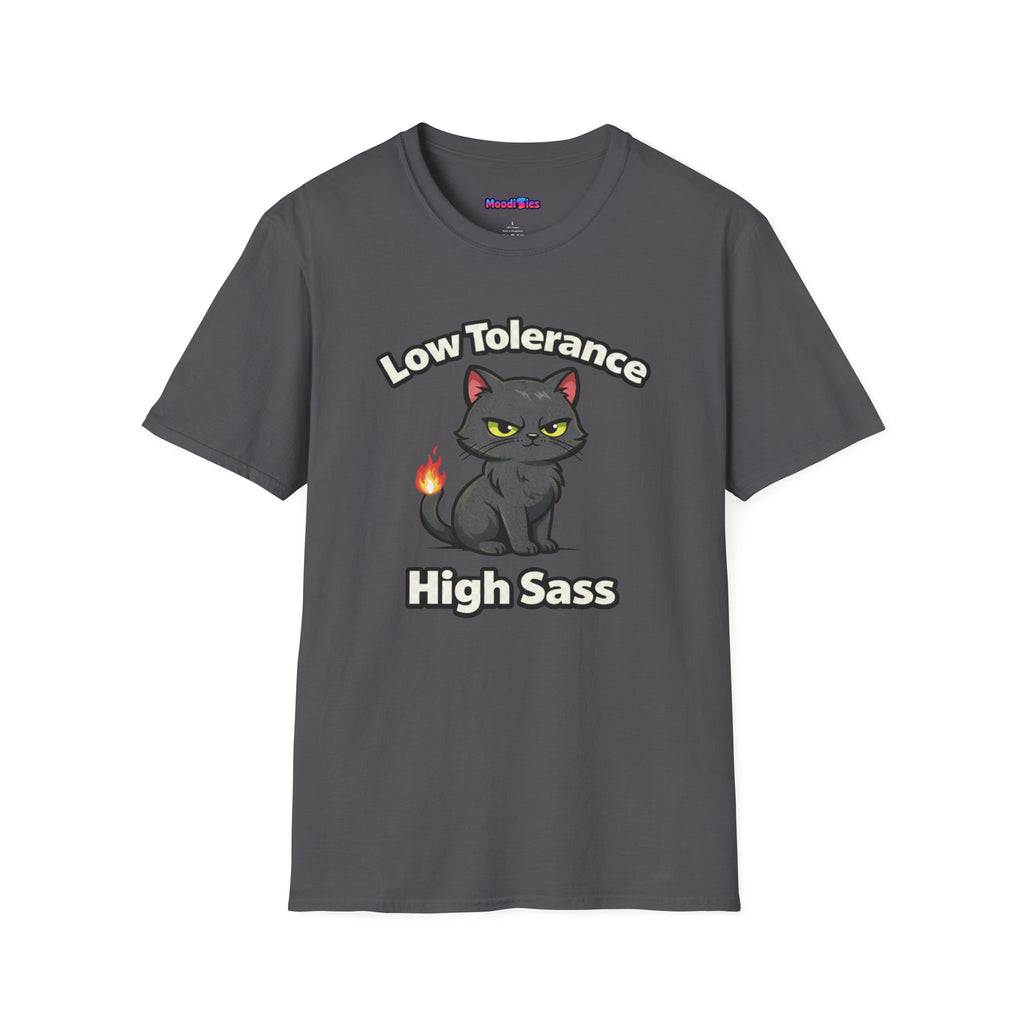 "Low Tolerance, High Sass" Black Cat T-Shirt