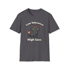 "Low Tolerance, High Sass" Black Cat T-Shirt