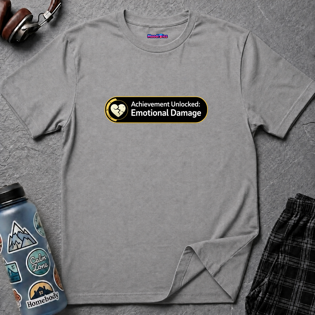 "Achievement Unlocked: Emotional Damage” Funny Graphic T-Shirt