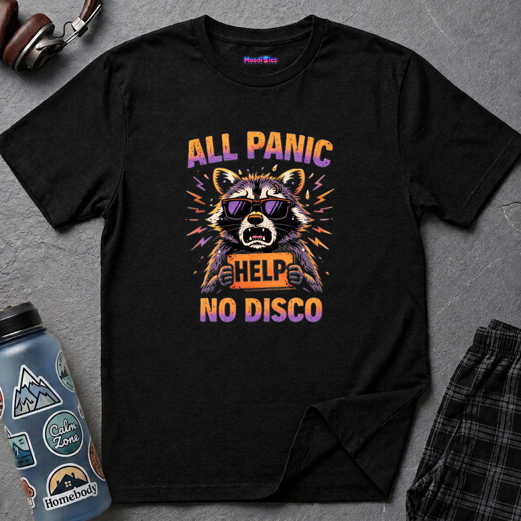 "All Panic, No Disco" Raccoon T-Shirt
