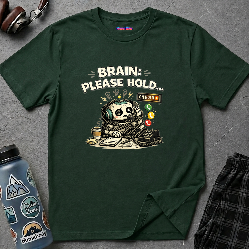 "Brain: Please Hold" Robot T-Shirt