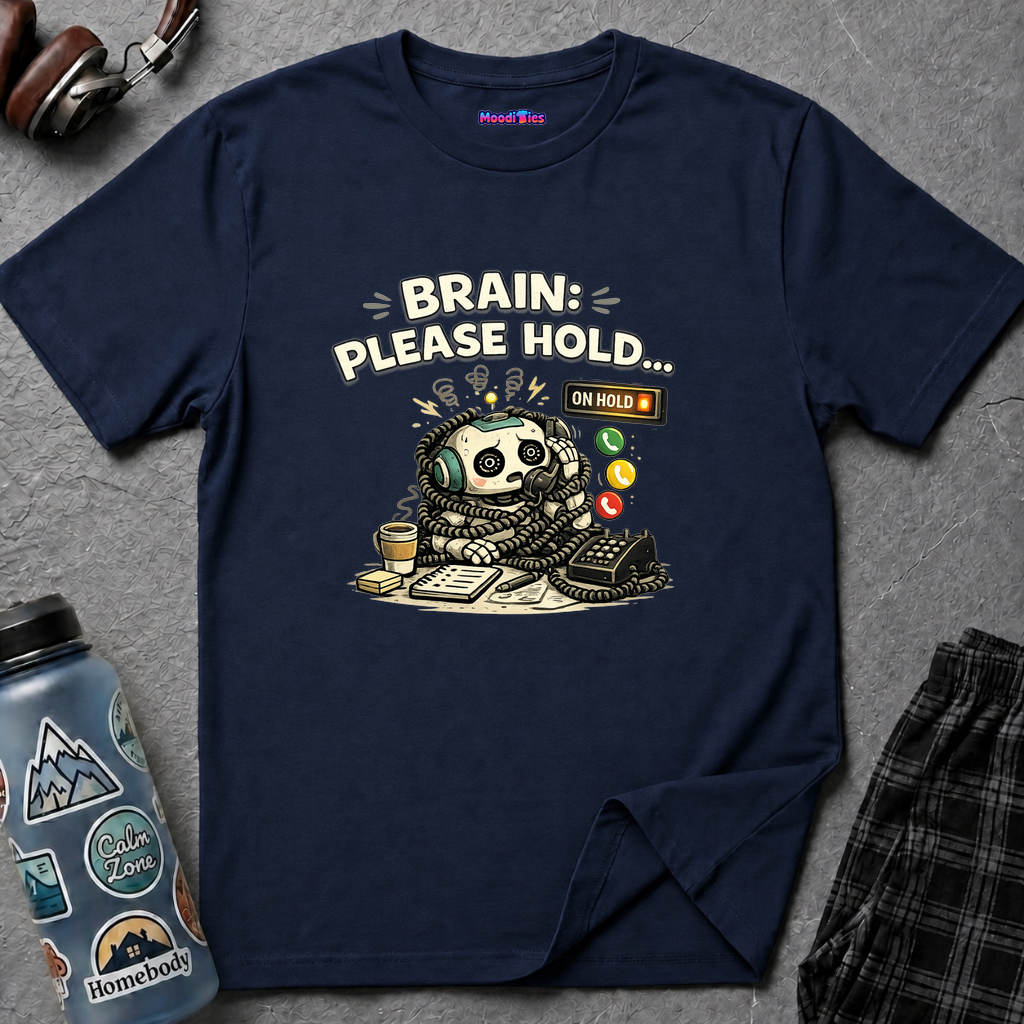 "Brain: Please Hold" Robot T-Shirt