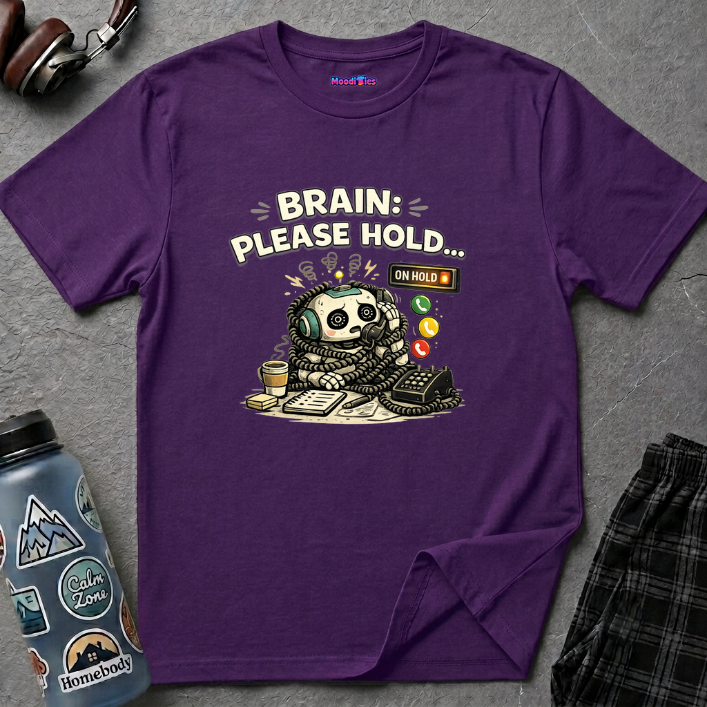 "Brain: Please Hold" Robot T-Shirt