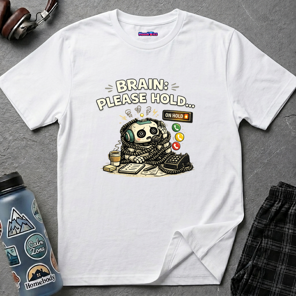 "Brain: Please Hold" Robot T-Shirt