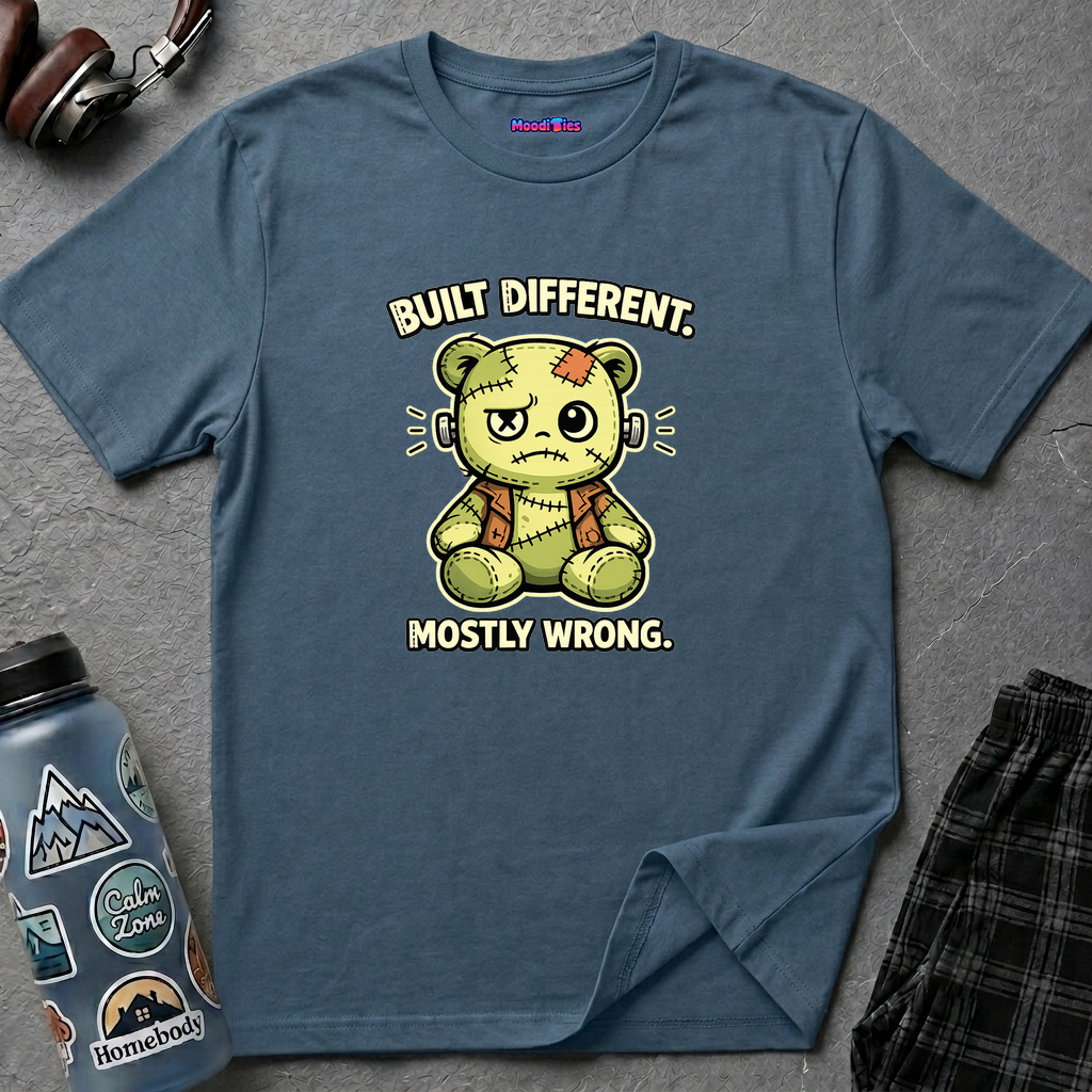 "Built Different, Mostly Wrong" Patchwork Teddy T-Shirt