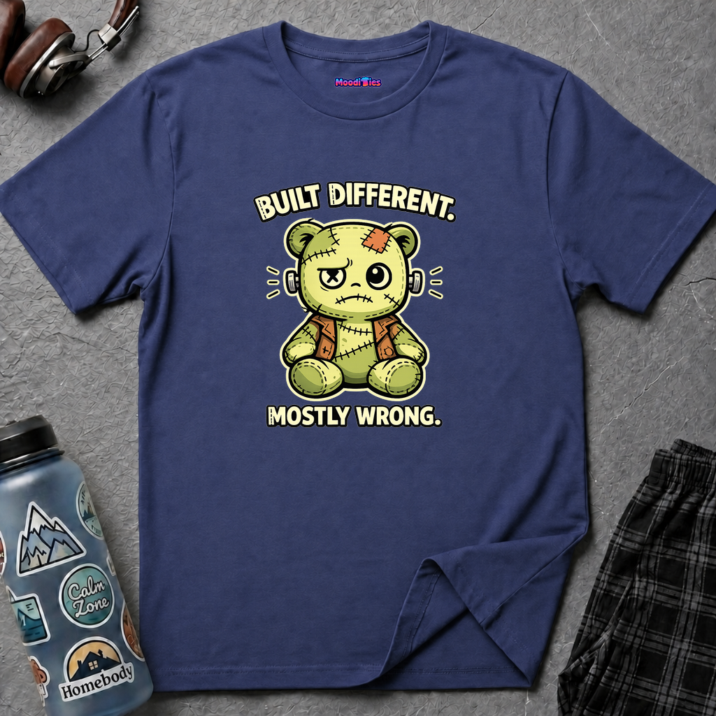 "Built Different, Mostly Wrong" Patchwork Teddy T-Shirt