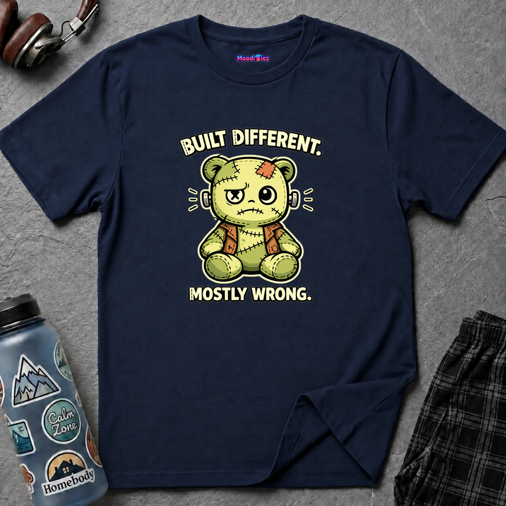 "Built Different, Mostly Wrong" Patchwork Teddy T-Shirt