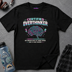 "Certified Overthinker" Retro Brain Graphic T-Shirt