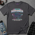 "Certified Overthinker" Retro Brain Graphic T-Shirt