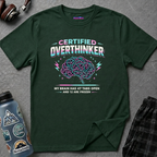 "Certified Overthinker" Retro Brain Graphic T-Shirt