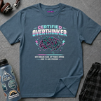 "Certified Overthinker" Retro Brain Graphic T-Shirt