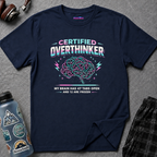 "Certified Overthinker" Retro Brain Graphic T-Shirt