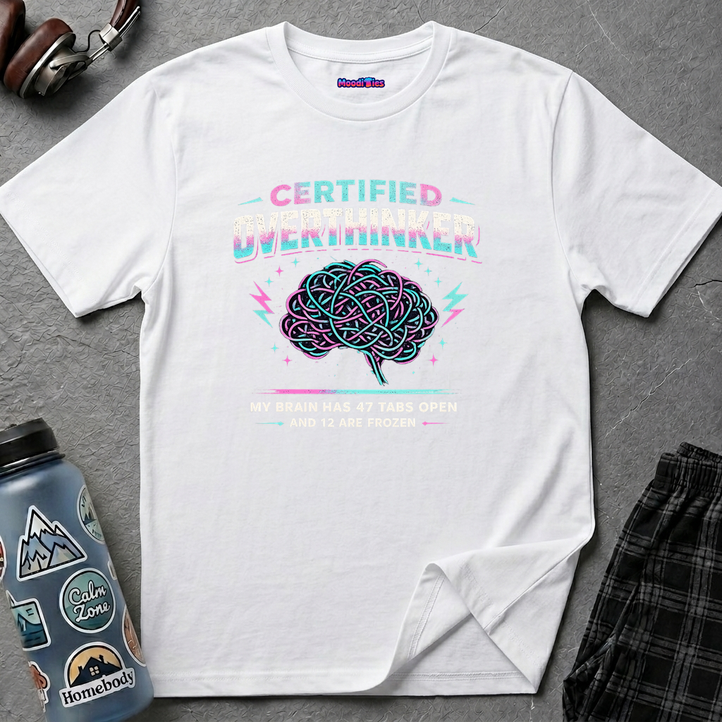 "Certified Overthinker" Retro Brain Graphic T-Shirt