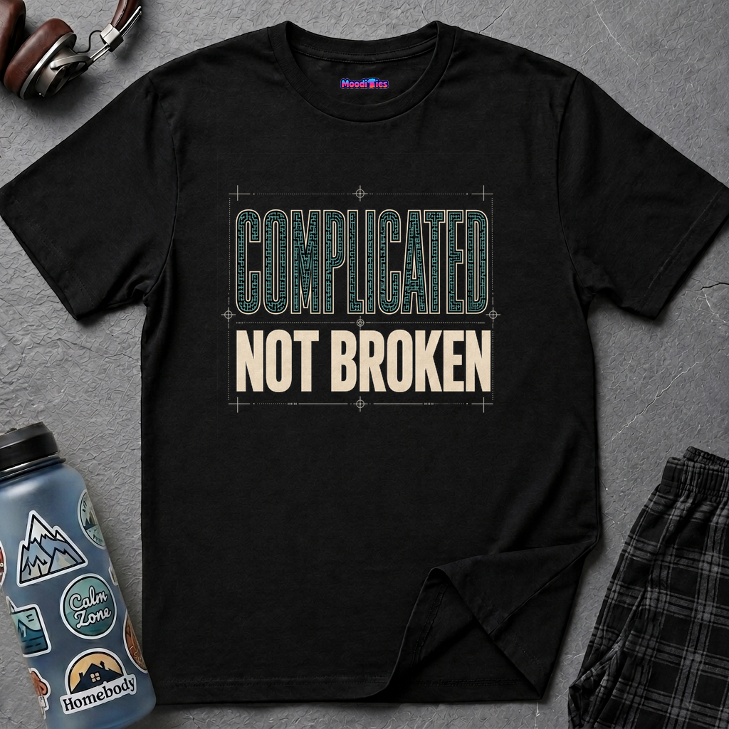 "Complicated, Not Broken" Maze Letters T‑Shirt