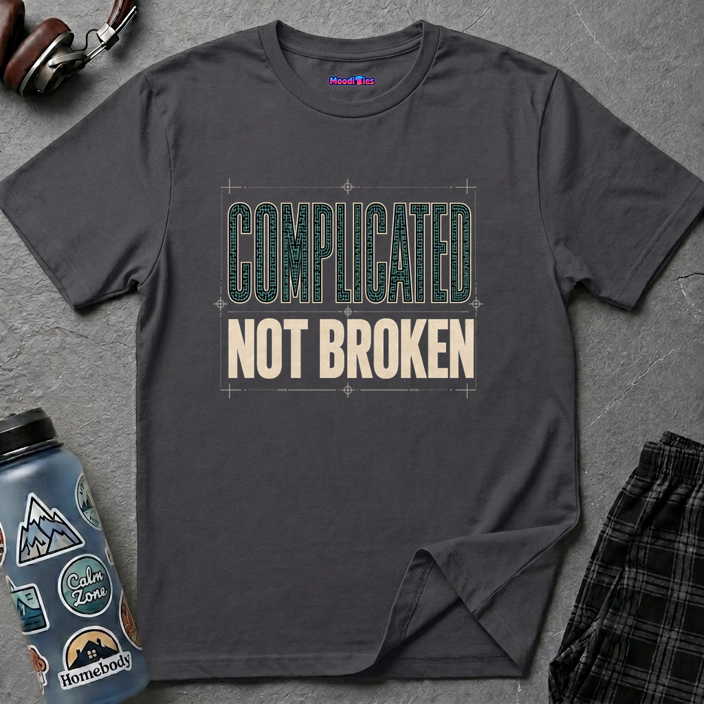 "Complicated, Not Broken" Maze Letters T‑Shirt