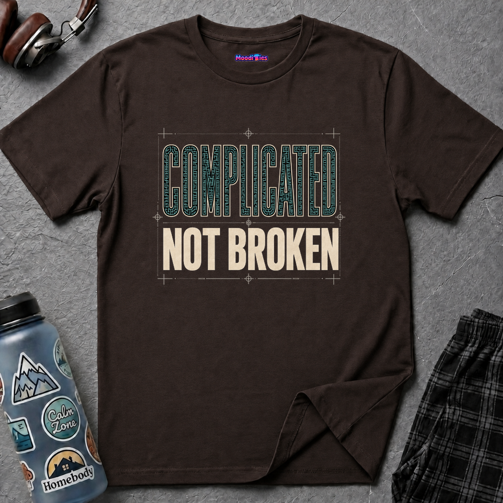 "Complicated, Not Broken" Maze Letters T‑Shirt